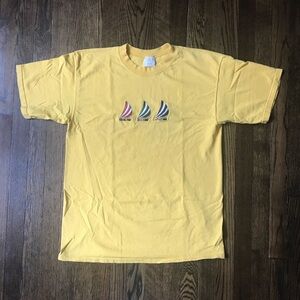 Indigo Yellow Short Sleeve Tee with Embroidered Sails Graphic